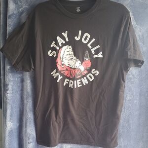Men's Black 'Stay Jolly My Friends' T-Shirt Size Large (42/44)